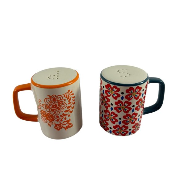 Pioneer Woman Salt Pepper Shakers Flee Market Pattern Ceramic 3.5" Tall - Picture 2 of 7